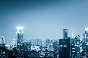 Obraz na płótnie Canvas night shanghai skyline with reflection ,beautiful modern city