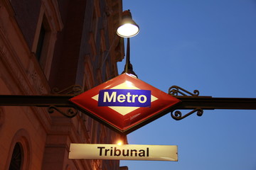 Tribunal - Sign of metro station in Madrid