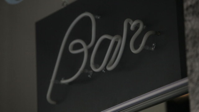 The neon light sign bar, close up