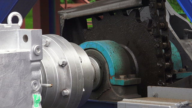 Hoist, Mechanism, chain, gear. 4K.