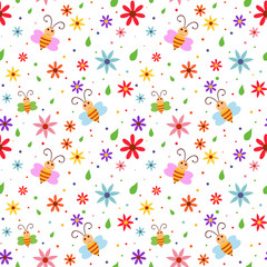 Spring Bees seamless pattern