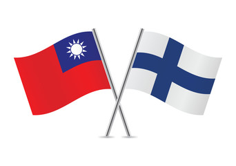 Finland and Taiwanese flags. Vector illustration.