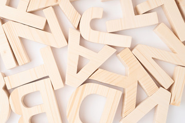 Surface covered with wooden letters