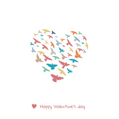 Valentines day greeting card - doves heart