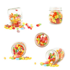 Fototapeta na wymiar Composition of a jar and jelly beans