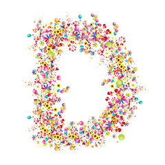 Floral letter D for your design.