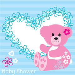 cute teddy bear baby shower card vector illustration
