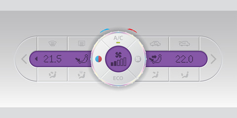 Naklejka premium Digital air condition white dashboard design with purple lcd