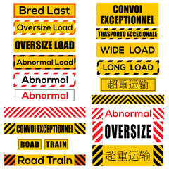 Various oversize load signs and symbols