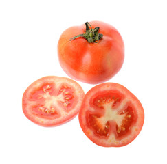 Tomato sliced isolate on white