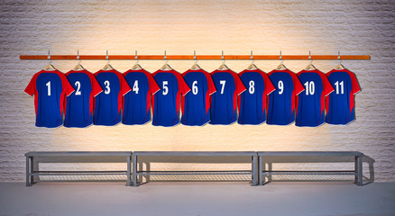 Row of Football Shirts Blue 1-11