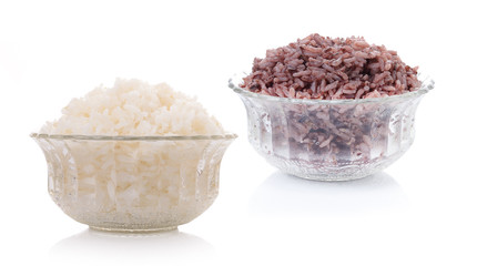 cooked riceberry isolate one white