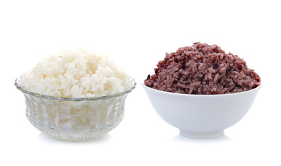 cooked rice and riceberry isolate one white