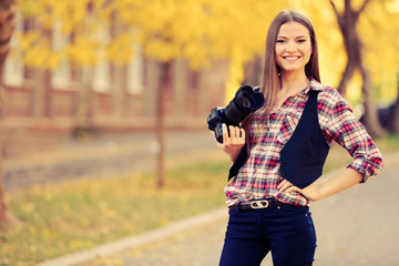 Young photographer outdoors