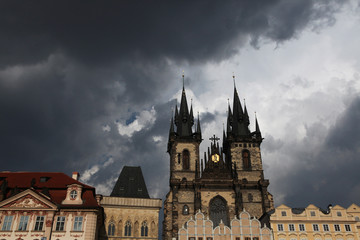 Fototapeta premium Tyn Church in Old Town Square in Prague, Czech Republic.