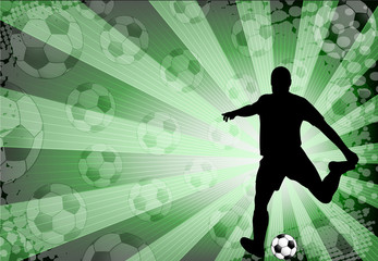 soccer player on the abstract  background - vector