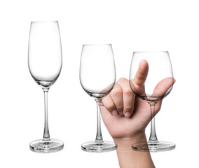 Hand pointing Empty glass