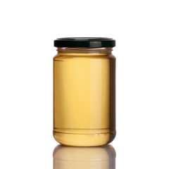 honey jar on white background