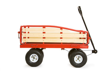 Garden: Empty Red Wagon Ready For Use
