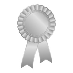 silver grey blank award rosette with ribbon