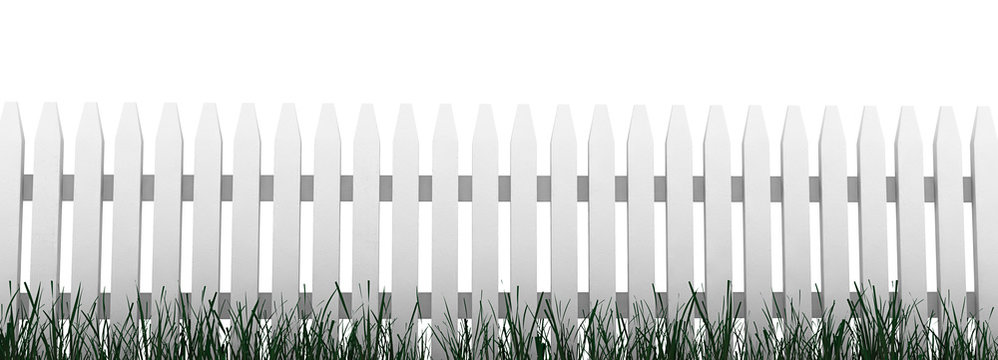 3d: Fence with Grass and White Background
