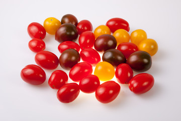 Handful of colorful cherry tomatoes