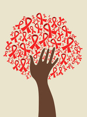 AIDS ribbon hand tree