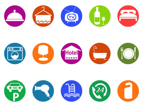 hotel buttons icon set