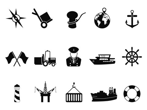 sea port icons set