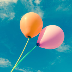  Balloons in the sky  with filter effect retro vintage style