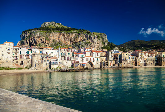 amazing harbor view of small town Cefalu