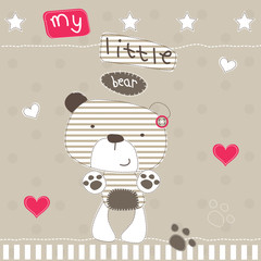 Fototapeta premium cute little bear polka dot background vector illustration