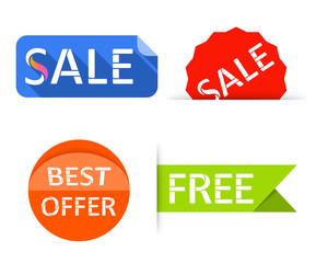 Sale labels, stickers. Shopping tags banners.