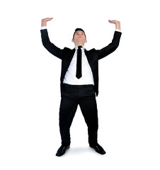 Business Man pushing nothing