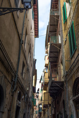 Fototapeta na wymiar Facciata palazzi, casa torre, centro storico, Pisa