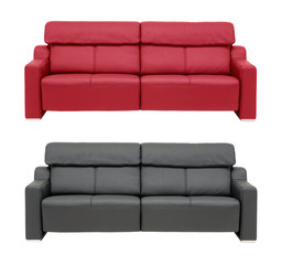 Red an black sofa.