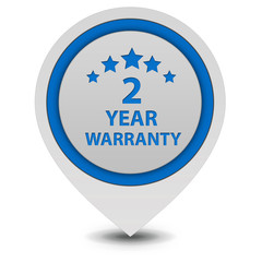 Two year warranty pointer icon on white background