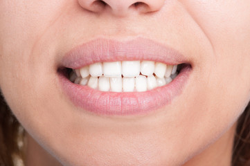 Closeup of a beautiful woman smile
