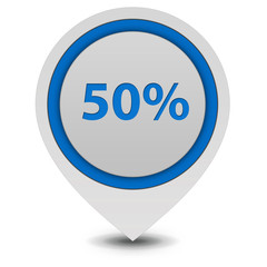 Fivety percent pointer icon on white background