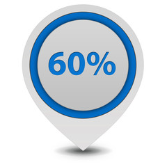 Sixty percent pointer icon on white background