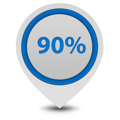 Ninety percent pointer icon on white background