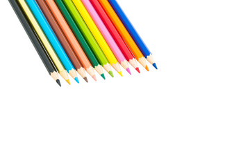 Colour pencils isolated on white background