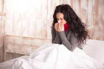 Young beauty caught a cold