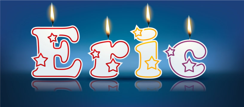 ERIC written with burning candles