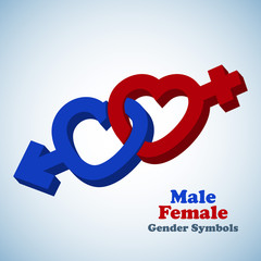 Male and female 3D gender symbols