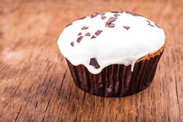 cupcake in chocolate icing