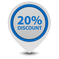 Discount twenty percent pointer icon on white background