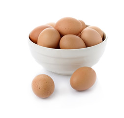 eggs in the bowl isolate on white - 76370187