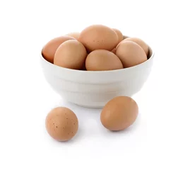 Foto op Aluminium eggs in the bowl isolate on white © Preechath