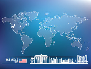 Map pin with Las Vegas skyline